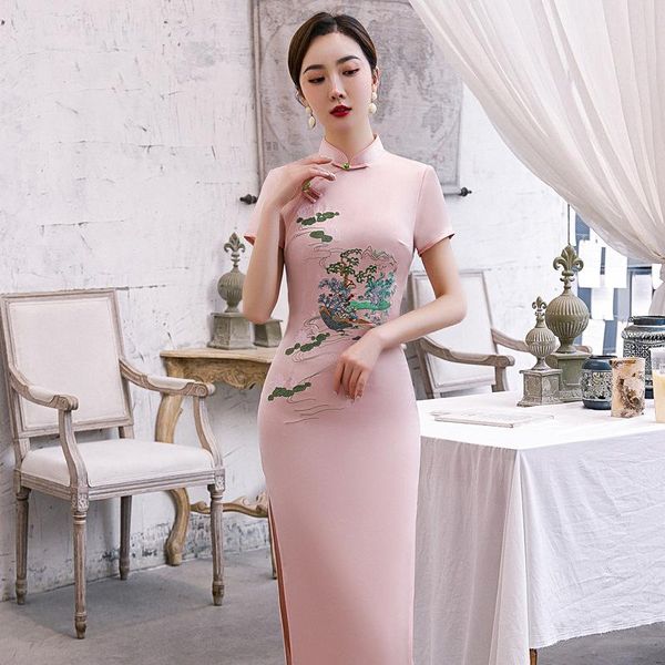 ethnic clothing slim short sleeve long cheongsam women elegant mandarin collar chinese formal party dress exquisite embroidery qipao, Red
ethnic clothing slim short sleeve long cheongsam women elegant mandarin collar chinese formal party dress exquisite embroidery qipao, Red
