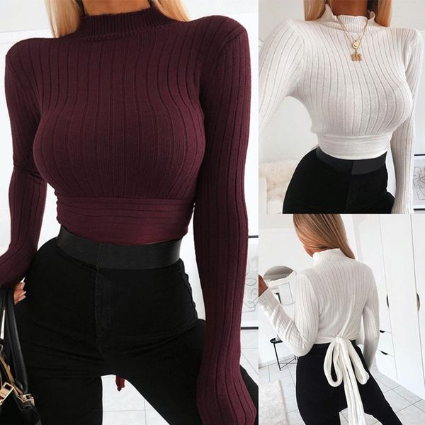 women's sweaters women autumn navel bare sweater turtleneck long sleeve back lace up lady ribbed knitted pullovers short solid, White;black
women's sweaters women autumn navel bare sweater turtleneck long sleeve back lace up lady ribbed knitted pullovers short solid, White;black