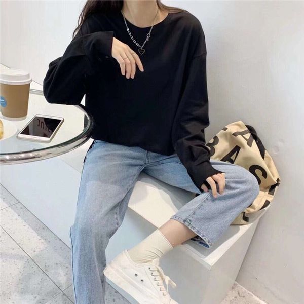 7585bb autumn korean wrist button women's cotton round neck pullover casual loose bottomed sweater, Black
7585bb autumn korean wrist button women's cotton round neck pullover casual loose bottomed sweater, Black