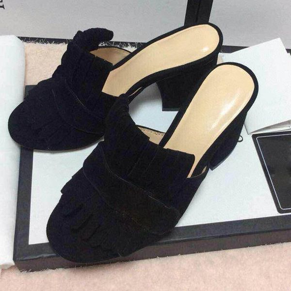 slippers summer classic women's fashion tassel open toe genuine leather heel sliders female colorful leisure vacation sandal, Black
slippers summer classic women's fashion tassel open toe genuine leather heel sliders female colorful leisure vacation sandal, Black