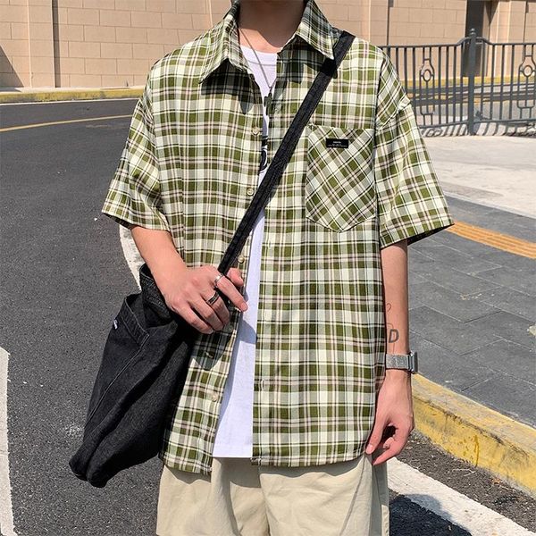 men's casual shirts legible summer plaid shirt men fashion short sleeve man loose mens, White;black
men's casual shirts legible summer plaid shirt men fashion short sleeve man loose mens, White;black