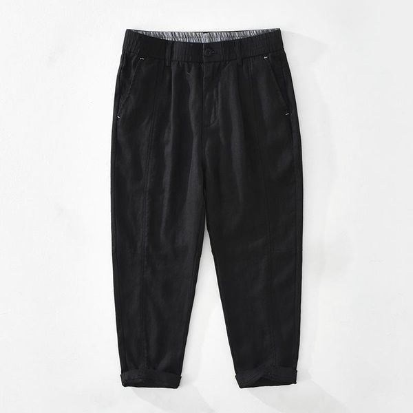 men's pants m2058 summer linen japan style vintage loose plus size casual simple sport breathable thin elastic waist trousers, Black
men's pants m2058 summer linen japan style vintage loose plus size casual simple sport breathable thin elastic waist trousers, Black