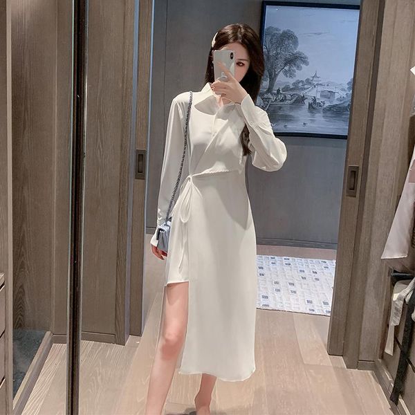 casual dresses coigarsam office lady full sleeve women one-piece dress korean spring solid high waist belt white black 6896, Black;gray
casual dresses coigarsam office lady full sleeve women one-piece dress korean spring solid high waist belt white black 6896, Black;gray