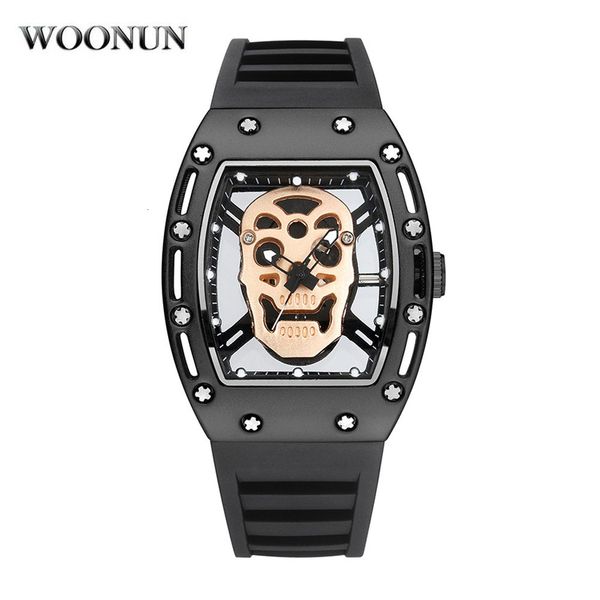 watch 2021 heavy fashion skull men's wine barrel hollow out silicone quartz, Slivery;brown
watch 2021 heavy fashion skull men's wine barrel hollow out silicone quartz, Slivery;brown