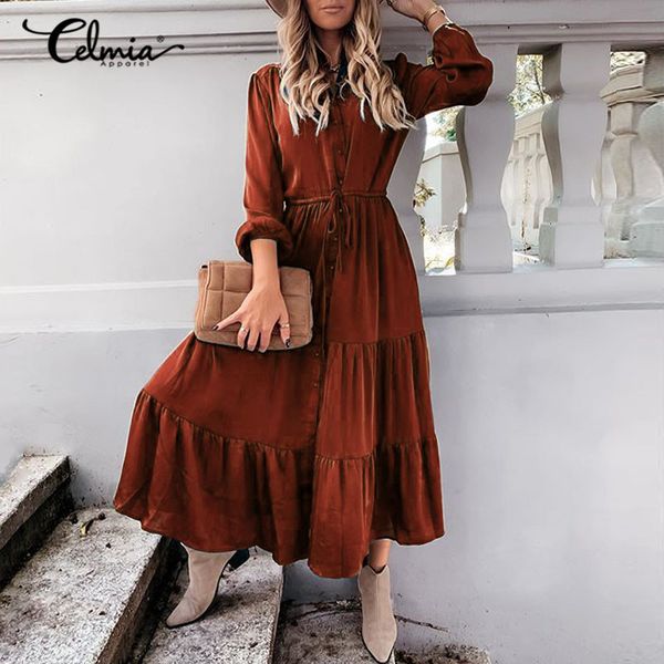 dresses celmia women fashion shirt dress casual lapel long sleeve belted solid cake sundress 2021 spring elegant glossy pleated vestidos, Black;gray
dresses celmia women fashion shirt dress casual lapel long sleeve belted solid cake sundress 2021 spring elegant glossy pleated vestidos, Black;gray