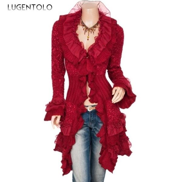 women's knits & tees vintage cardigan women sweater knitted single-breasted lace ruffled stitching flared long sleeves slim fashion, White
women's knits & tees vintage cardigan women sweater knitted single-breasted lace ruffled stitching flared long sleeves slim fashion, White