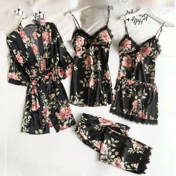 pajamas women's silk like sling sleeping loose and comfortable lace five piece household clothes underwear nightgown, Black;red
pajamas women's silk like sling sleeping loose and comfortable lace five piece household clothes underwear nightgown, Black;red