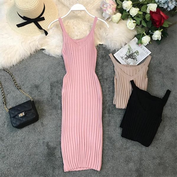 v neck slim summer womens dresses knit midi spaghetti strap vestido de festa women casual party bodycon knee length, Black;gray
v neck slim summer womens dresses knit midi spaghetti strap vestido de festa women casual party bodycon knee length, Black;gray