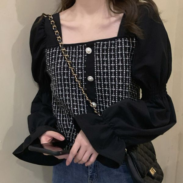 korean chess shredded women's waist short shirt spring blouses femme harvest, White
korean chess shredded women's waist short shirt spring blouses femme harvest, White