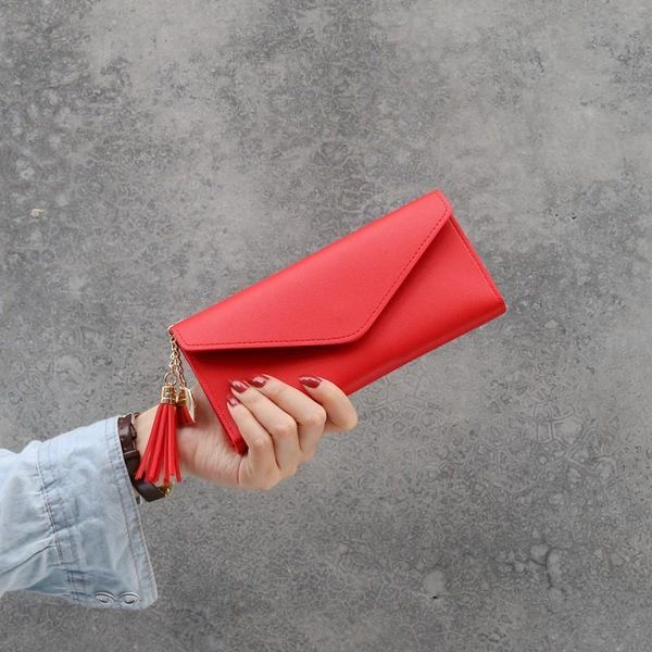 fashion solid hasp long pu tassel designer money clutch bag card holder wallet girl purses for women, Red;black
fashion solid hasp long pu tassel designer money clutch bag card holder wallet girl purses for women, Red;black