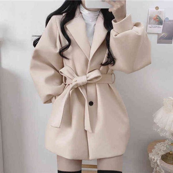 2021 korean autumn and winter bage temperament small suit collar medium long woolen women's coat, Black
2021 korean autumn and winter bage temperament small suit collar medium long woolen women's coat, Black