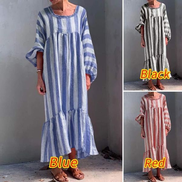 vertical striped asymmetrical vestidos female puff sleeves patchwork long maxi dress casual square collar robe femme 5xl dresses, Black;gray
vertical striped asymmetrical vestidos female puff sleeves patchwork long maxi dress casual square collar robe femme 5xl dresses, Black;gray