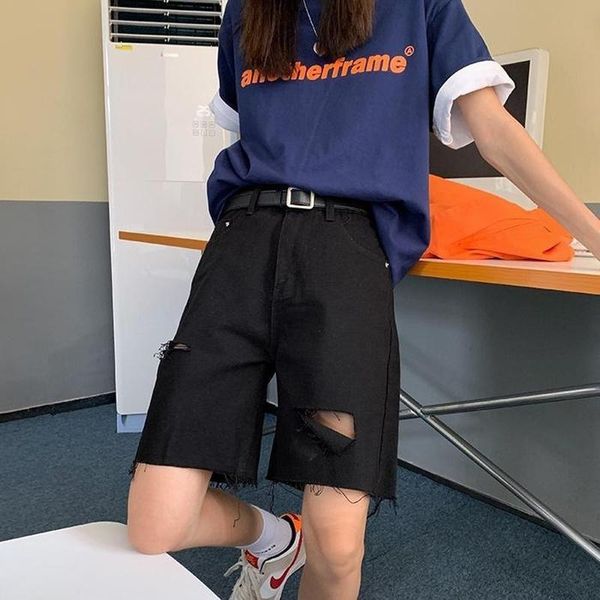 women's jeans women summer knee length loose hole ripped minimalist bf style cool streetwear vintage harajuku leisure college classic, Blue
women's jeans women summer knee length loose hole ripped minimalist bf style cool streetwear vintage harajuku leisure college classic, Blue