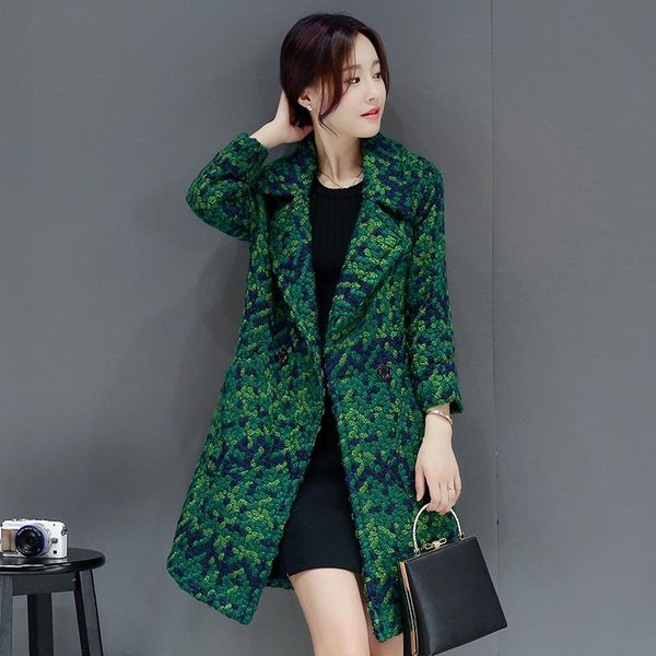 women's wool & blends green plaid coat female autumn winter mid-long blended woole coats fashion double breasted tweed jacket outwear w, Black
women's wool & blends green plaid coat female autumn winter mid-long blended woole coats fashion double breasted tweed jacket outwear w, Black