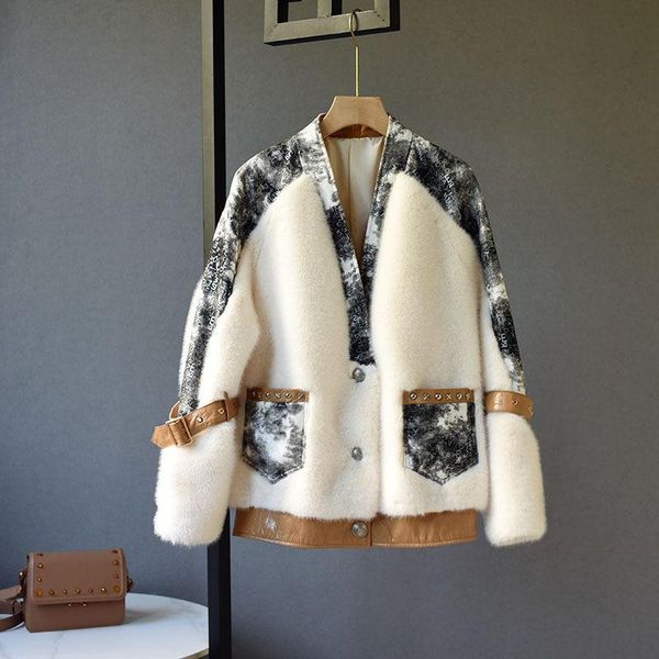 women's fur & faux 2022 women autumn winter short casual v-neck coats female sheepskin patchwork jackets ladies genuine wool warm outwe, Black
women's fur & faux 2022 women autumn winter short casual v-neck coats female sheepskin patchwork jackets ladies genuine wool warm outwe, Black