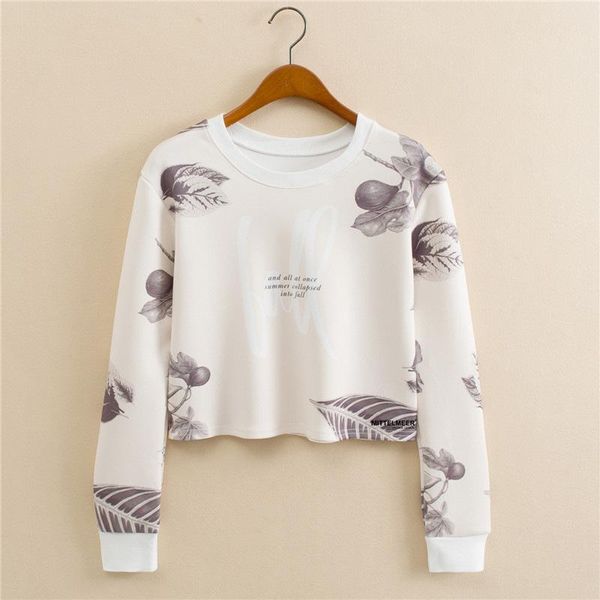 women's hoodies & sweatshirts autumn european station round-necked head leaf fruit print long-sleeved short fashion clothing, Black
women's hoodies & sweatshirts autumn european station round-necked head leaf fruit print long-sleeved short fashion clothing, Black