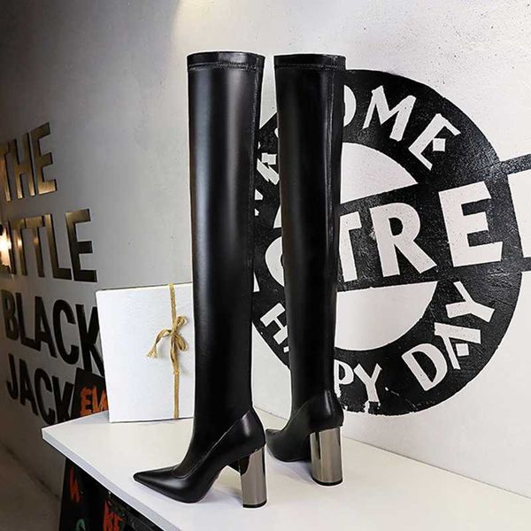 boots women winter shoes pointed toe solid color metal ladies knee high smooth nightclub fashion for female, Black
boots women winter shoes pointed toe solid color metal ladies knee high smooth nightclub fashion for female, Black