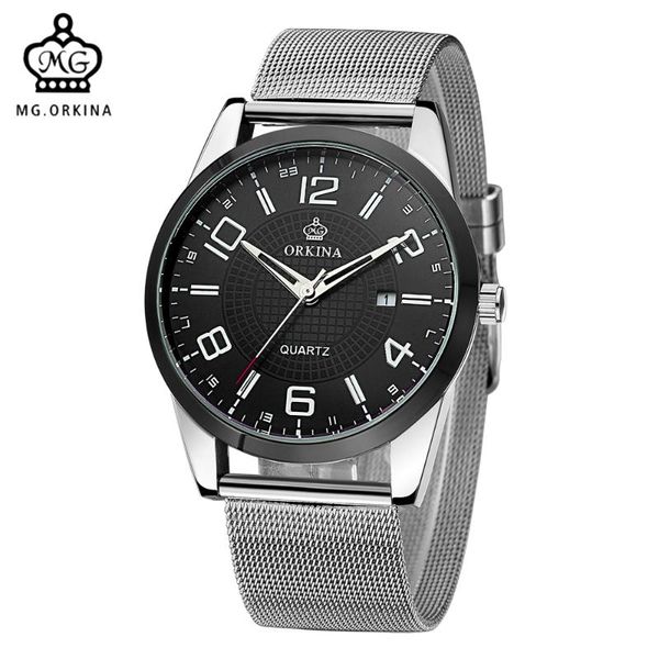 wristwatches mg.orkina japan miyota movement auto date quartz watch classic milanese mesh strap men's fashion watches regal, Slivery;brown
wristwatches mg.orkina japan miyota movement auto date quartz watch classic milanese mesh strap men's fashion watches regal, Slivery;brown