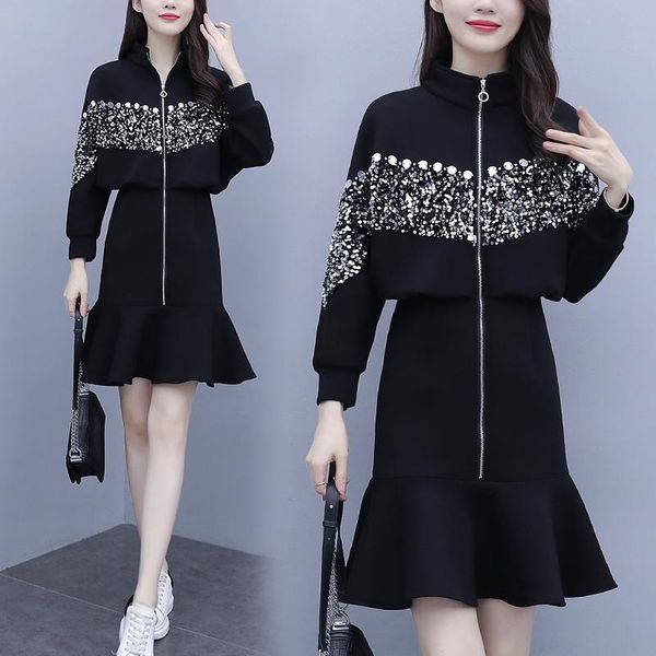 casual dresses fashion sequins mermaid dress womens cute long sleeve girl hight street birthday party slim black autumn clothes, Black;gray
casual dresses fashion sequins mermaid dress womens cute long sleeve girl hight street birthday party slim black autumn clothes, Black;gray