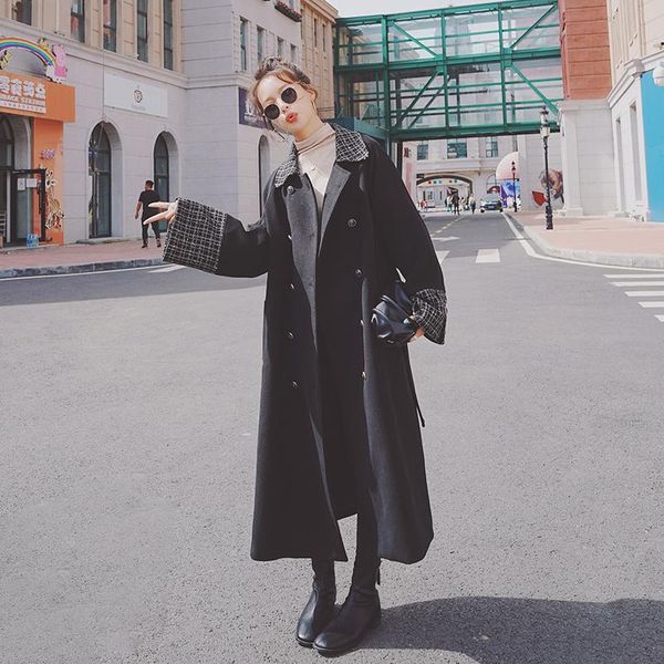 women's wool & blends autumn winter women vintage plaid splice black long coat double breasted plus size female trench jacket overcoat
women's wool & blends autumn winter women vintage plaid splice black long coat double breasted plus size female trench jacket overcoat