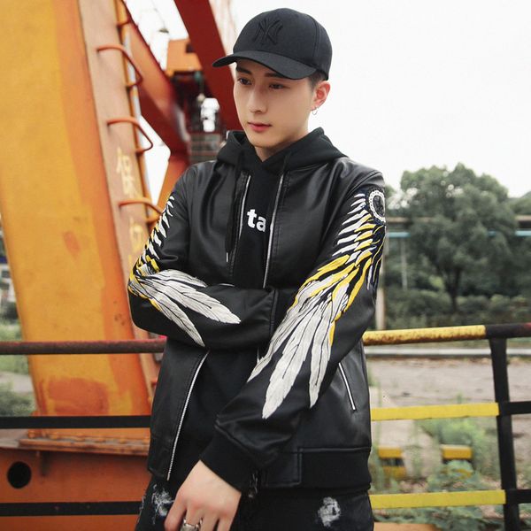men's hoodies & sweatshirts 2021 autumn male plutonium embroidered wings jacket couple motorcycle leather, Black
men's hoodies & sweatshirts 2021 autumn male plutonium embroidered wings jacket couple motorcycle leather, Black