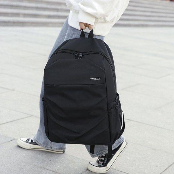 backpack solid black minimalist style leisure or travel bag portable large capacity sport preppy school
backpack solid black minimalist style leisure or travel bag portable large capacity sport preppy school