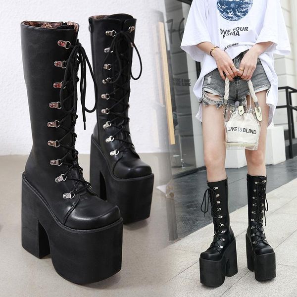 boots large size 43 thick platform extreme high heels 17cm cool motorcycles punk style shoelaces knee winter, Black
boots large size 43 thick platform extreme high heels 17cm cool motorcycles punk style shoelaces knee winter, Black