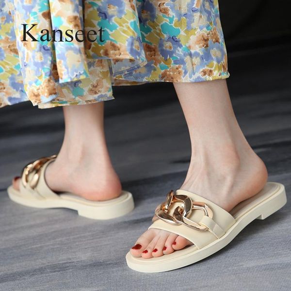 slippers kanseet black beige summer women's fashion metal buckle genuine leather woman shoes comfort daily low heel
slippers kanseet black beige summer women's fashion metal buckle genuine leather woman shoes comfort daily low heel