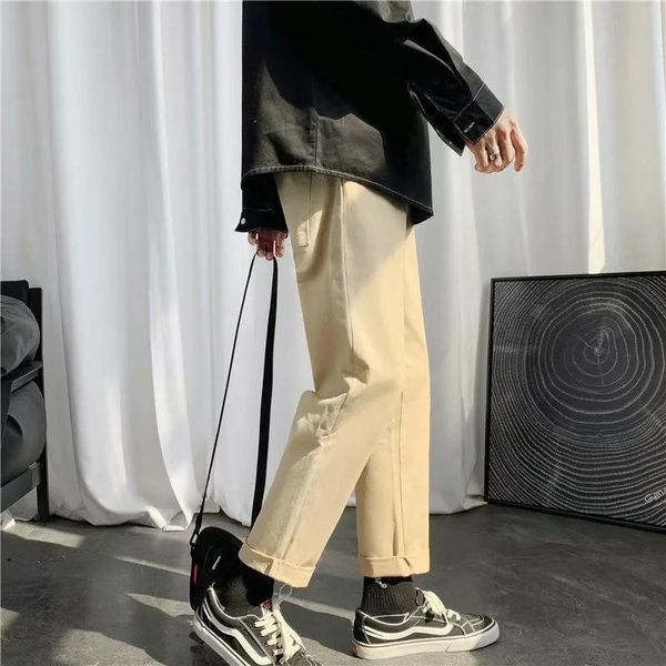 men's pants sports casual loose jogging solid color trousers drawstring clothing, Black
men's pants sports casual loose jogging solid color trousers drawstring clothing, Black