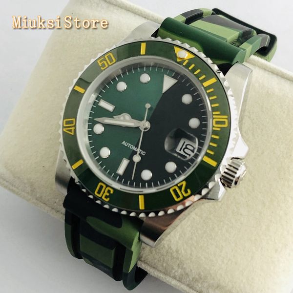 blister new 40mm sapphire glass black green sterile marker date window ceramic seal illuminating automatic man mechanical watch, Slivery;brown
blister new 40mm sapphire glass black green sterile marker date window ceramic seal illuminating automatic man mechanical watch, Slivery;brown