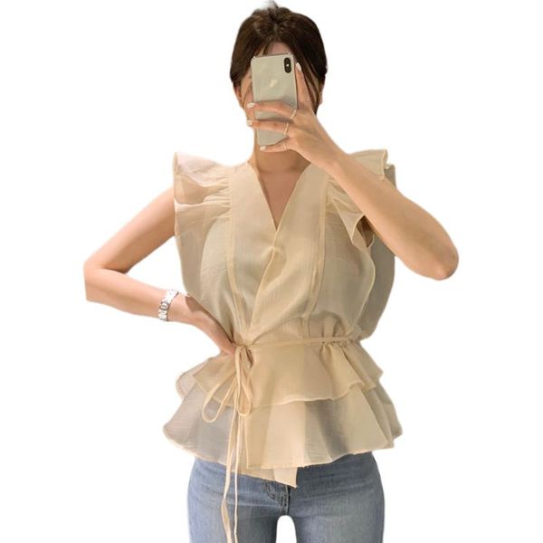 women's blouses & shirts 2021 ruffled v-neck silk shirt women fashion female vintage slimming chiffon blouse solid sweet woman's, White
women's blouses & shirts 2021 ruffled v-neck silk shirt women fashion female vintage slimming chiffon blouse solid sweet woman's, White