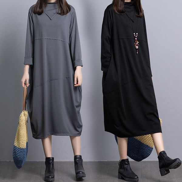 casual dresses spring fall large size dress loose wild knit fashion half turtleneck solid color sweter shirt female robes k947, Black;gray
casual dresses spring fall large size dress loose wild knit fashion half turtleneck solid color sweter shirt female robes k947, Black;gray