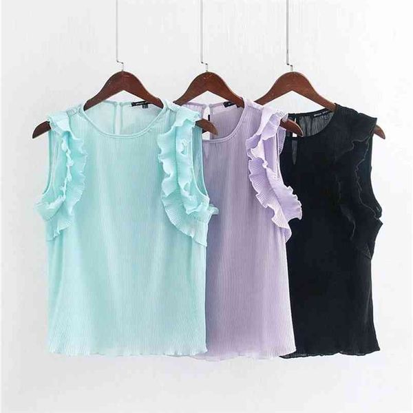 women summer fashion solid color chiffon ruffled sleeveless blouses vintage o-neck back buttoned open 210519, White
women summer fashion solid color chiffon ruffled sleeveless blouses vintage o-neck back buttoned open 210519, White