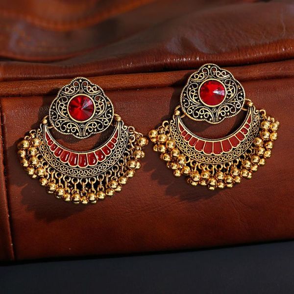 dangle & chandelier bohemian women's red rhinestone wedding earrings retro ethnic gold sector alloy tassel beads jhumka earring, Silver
dangle & chandelier bohemian women's red rhinestone wedding earrings retro ethnic gold sector alloy tassel beads jhumka earring, Silver