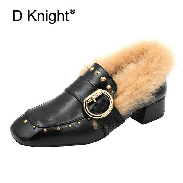 dress shoes winter warm women pumps square toe pu leather thick heel autumn rivets metal buckle faux fur ladies, Black
dress shoes winter warm women pumps square toe pu leather thick heel autumn rivets metal buckle faux fur ladies, Black
