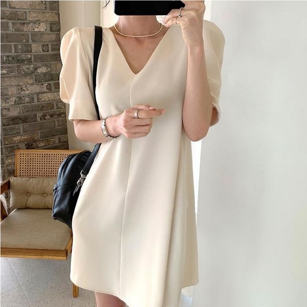 casual dresses 2021 women's summer v-neck elegant vintage oversize korean style puff sleeve lady wild mini dress, Black;gray
casual dresses 2021 women's summer v-neck elegant vintage oversize korean style puff sleeve lady wild mini dress, Black;gray