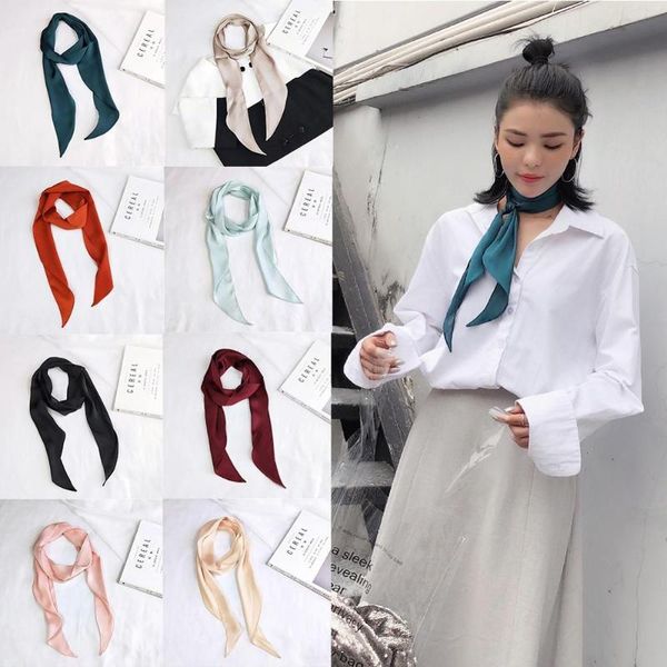 scarves minimalist fashion ladies small silk scarf super soft charm women solid color scarve mutiple-function smooth ribbons, Blue;gray
scarves minimalist fashion ladies small silk scarf super soft charm women solid color scarve mutiple-function smooth ribbons, Blue;gray