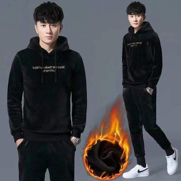 men's tracksuits gold velvet sports suit fall and winter thick with hood casual nightgown self-cultivation double-sided wool 2d3x, Gray
men's tracksuits gold velvet sports suit fall and winter thick with hood casual nightgown self-cultivation double-sided wool 2d3x, Gray