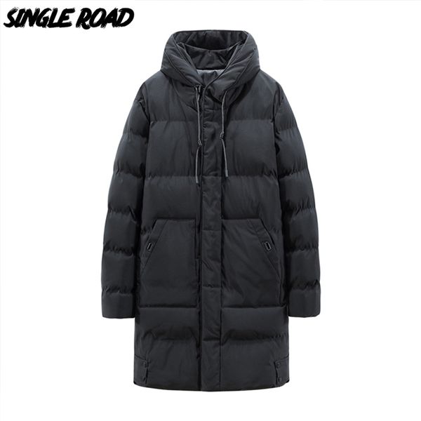 single road men's winter jacket warm hooded parkas cotton padded long coat with fur plain solid casual jackets for men 211214, Black
single road men's winter jacket warm hooded parkas cotton padded long coat with fur plain solid casual jackets for men 211214, Black