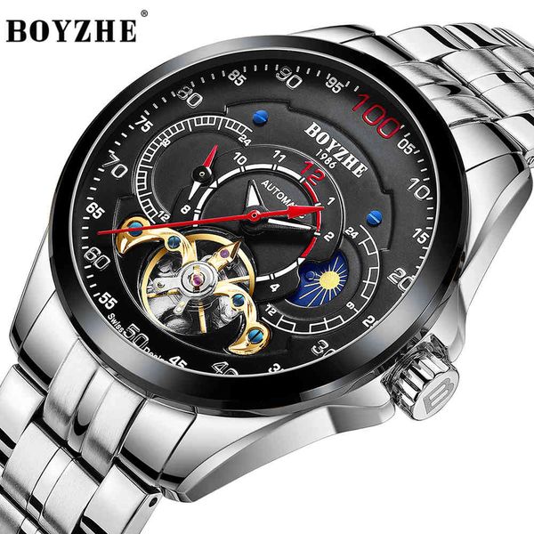 boyzhe 2021 last men automatic mechanical watches hollow waterproof male creative dial with moon phase function, Slivery;brown
boyzhe 2021 last men automatic mechanical watches hollow waterproof male creative dial with moon phase function, Slivery;brown