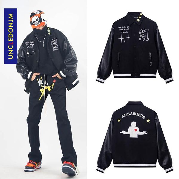 men's jackets uncledonjm street hip-hop stitching for men high baseball jacket japanese streetwear military 829, Black;brown
men's jackets uncledonjm street hip-hop stitching for men high baseball jacket japanese streetwear military 829, Black;brown