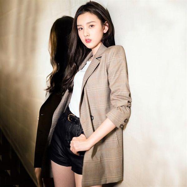 women's suits & blazers women and jackets plaid suit chic retro loose elegant small jacket female blazer feminino, White;black
women's suits & blazers women and jackets plaid suit chic retro loose elegant small jacket female blazer feminino, White;black