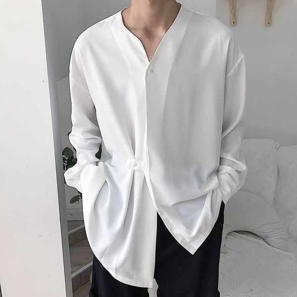 men's casual shirts men clothing 2021 autumn solid color long-sleeved cardigan loose korean shirt camisas para hombre, White;black
men's casual shirts men clothing 2021 autumn solid color long-sleeved cardigan loose korean shirt camisas para hombre, White;black