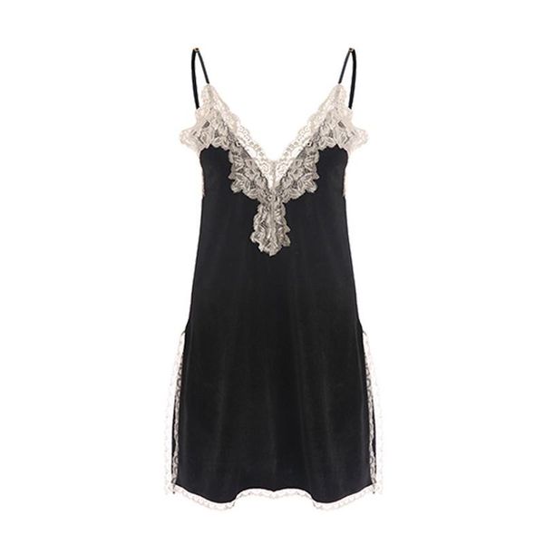women's sleepwear women lace nightdress deep v velvet night dress 2021 spring nightgown solid elegant ladies sleeping gown, Black;red
women's sleepwear women lace nightdress deep v velvet night dress 2021 spring nightgown solid elegant ladies sleeping gown, Black;red