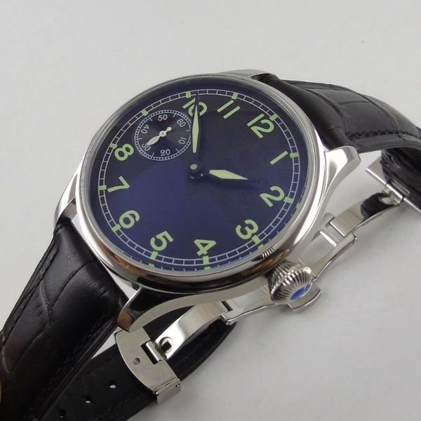 wristwatches 44mm blue sterile dial black leather luminous hands 17 jewels 6497 movement manual mechanical mens watch, Slivery;brown
wristwatches 44mm blue sterile dial black leather luminous hands 17 jewels 6497 movement manual mechanical mens watch, Slivery;brown