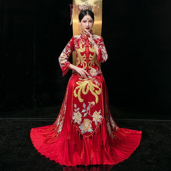 oversize 9xl noble marriage gift classic toast clothing chinese bride embroidery phoenix cheongsam wedding dress ethnic, Red
oversize 9xl noble marriage gift classic toast clothing chinese bride embroidery phoenix cheongsam wedding dress ethnic, Red