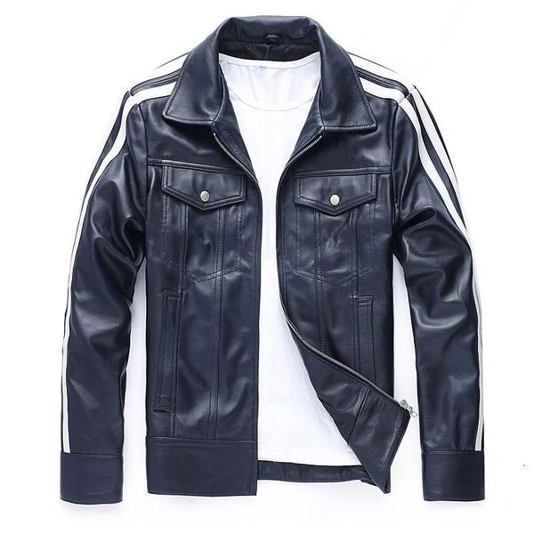 men's leather & faux spring and autumn genuine coat for man young stylish locomotive slim lapel real jacket turn down collar, Black
men's leather & faux spring and autumn genuine coat for man young stylish locomotive slim lapel real jacket turn down collar, Black