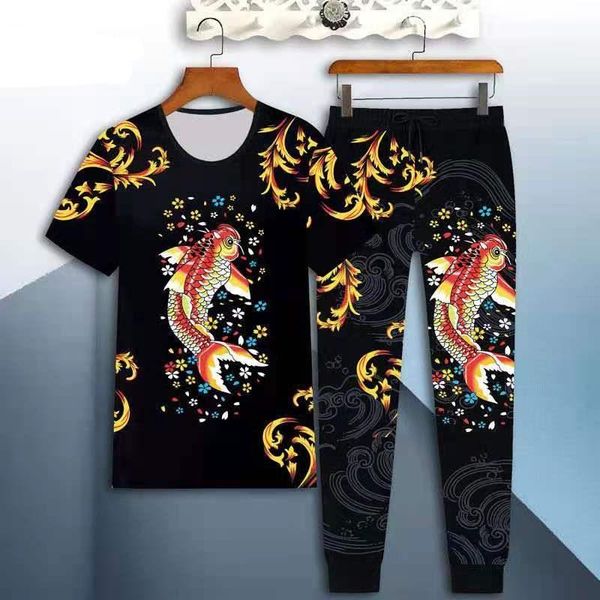 men's tracksuits summer trend short-sleeved suit chinese style fashion 3d printing casual loose large size shirt trousers comfortable, Gray
men's tracksuits summer trend short-sleeved suit chinese style fashion 3d printing casual loose large size shirt trousers comfortable, Gray