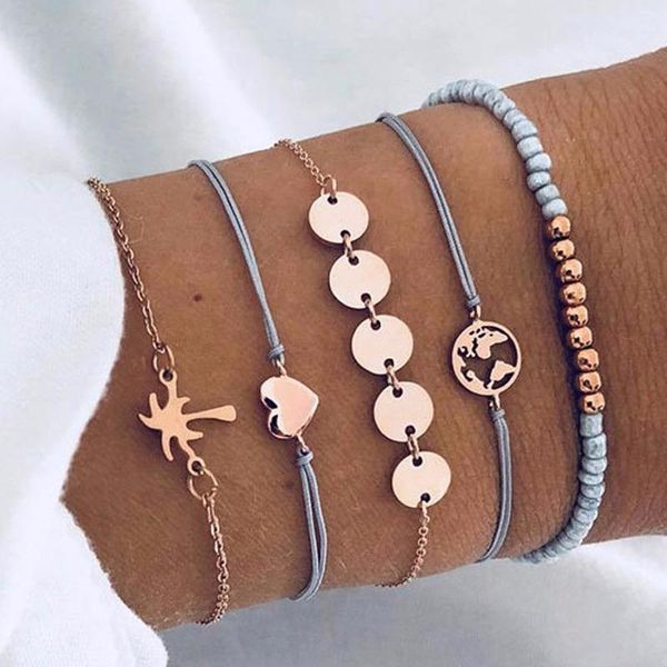 link, chain 5pcs/set bohemian handmade rope bracelet charm women fashion palm tree heart sequins beads jewelry, Black
link, chain 5pcs/set bohemian handmade rope bracelet charm women fashion palm tree heart sequins beads jewelry, Black