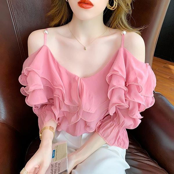 women's blouses & shirts 2021 summer design mesh short puff sleeve elastic loose one shoulder noble lady dating office shirt woman, White
women's blouses & shirts 2021 summer design mesh short puff sleeve elastic loose one shoulder noble lady dating office shirt woman, White